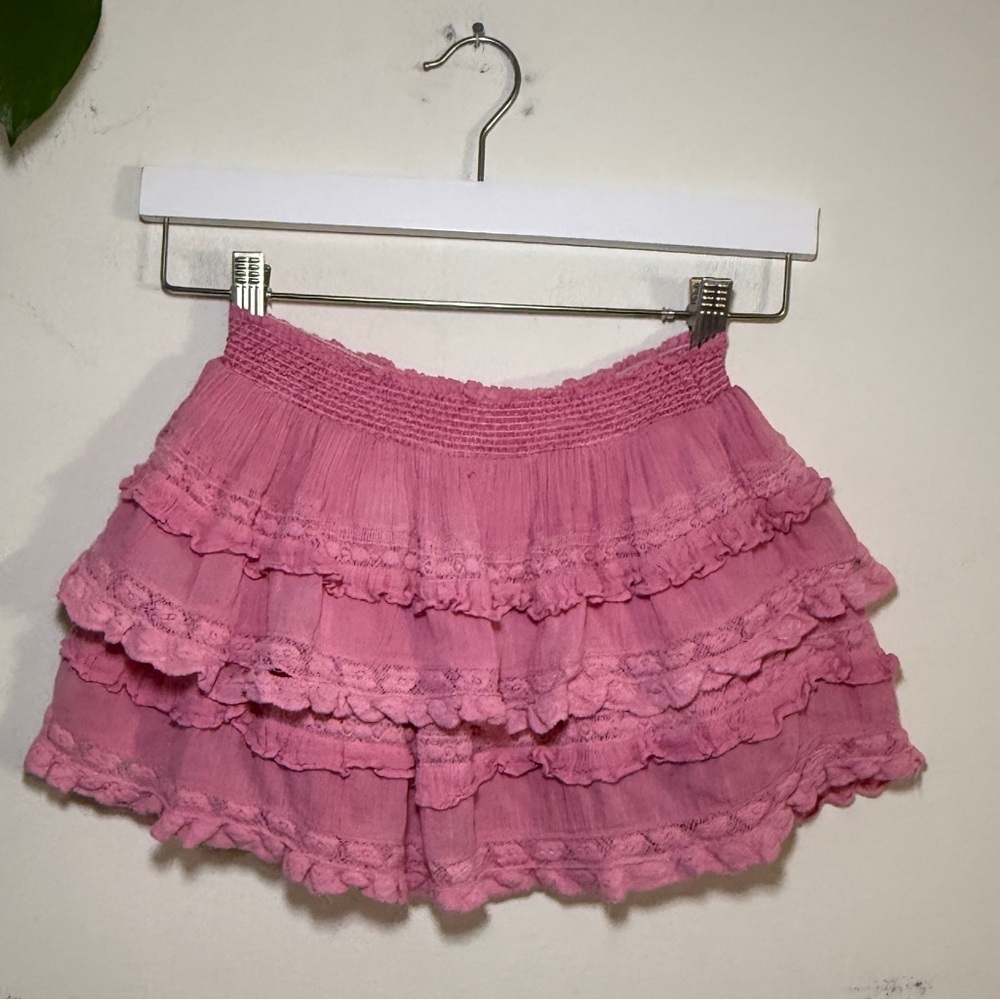 LoveShackFancy Girls Billie Tiered Skirt - Pink  7/8